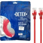 کابل شبکه 2 متری DETEX مدل CAT5 – انتقال داده سریع و بدون اختلال برای خانه و محل کار - قرمز